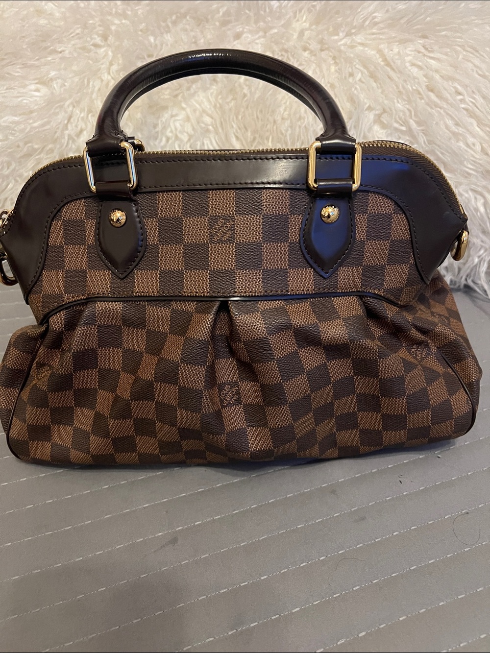 Louis Vuitton Trevi Damier Ebene Satchel bag with Gold Hardware